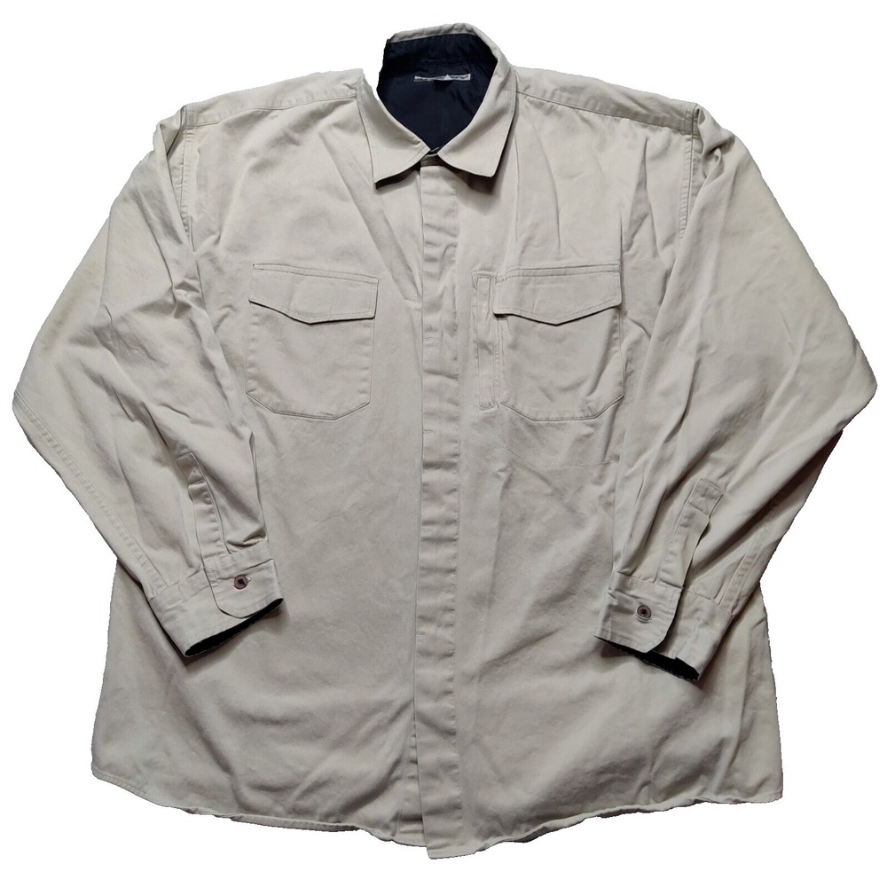 VTG RUSTY Surf‎ Wear Men Size XL Khaki 100% Cotton Long Sleeve Button-Up Shacket